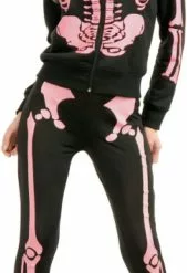 Ladies Skeleton Hoodie Sweatshirt (Pink) Adult