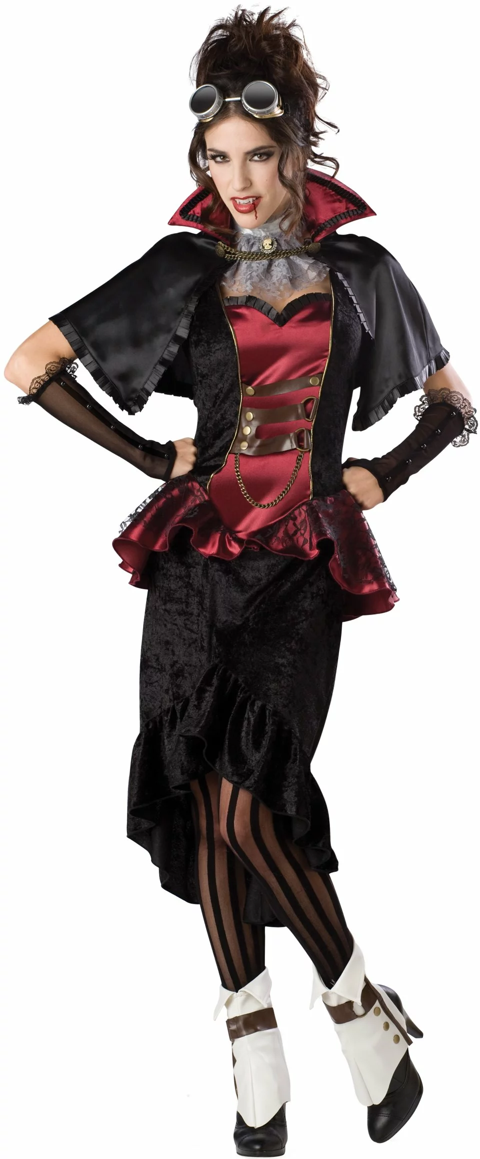 Steampunk Victorian Vampiress Adult Plus Costume 1 Steampunk Victorian Vampiress Adult Plus Costume